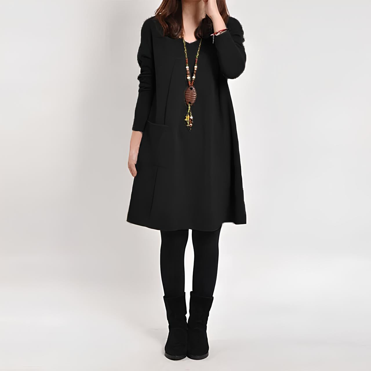Caroline - Casual winter dress with pockets - HELLA TREND