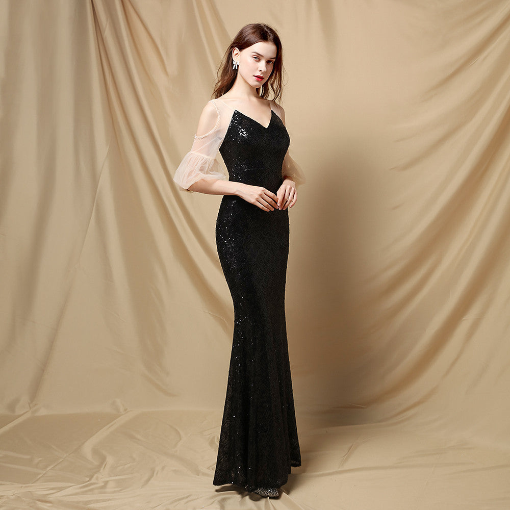 Quinn Sequin Scroll Charming Puff Sleeve Dress