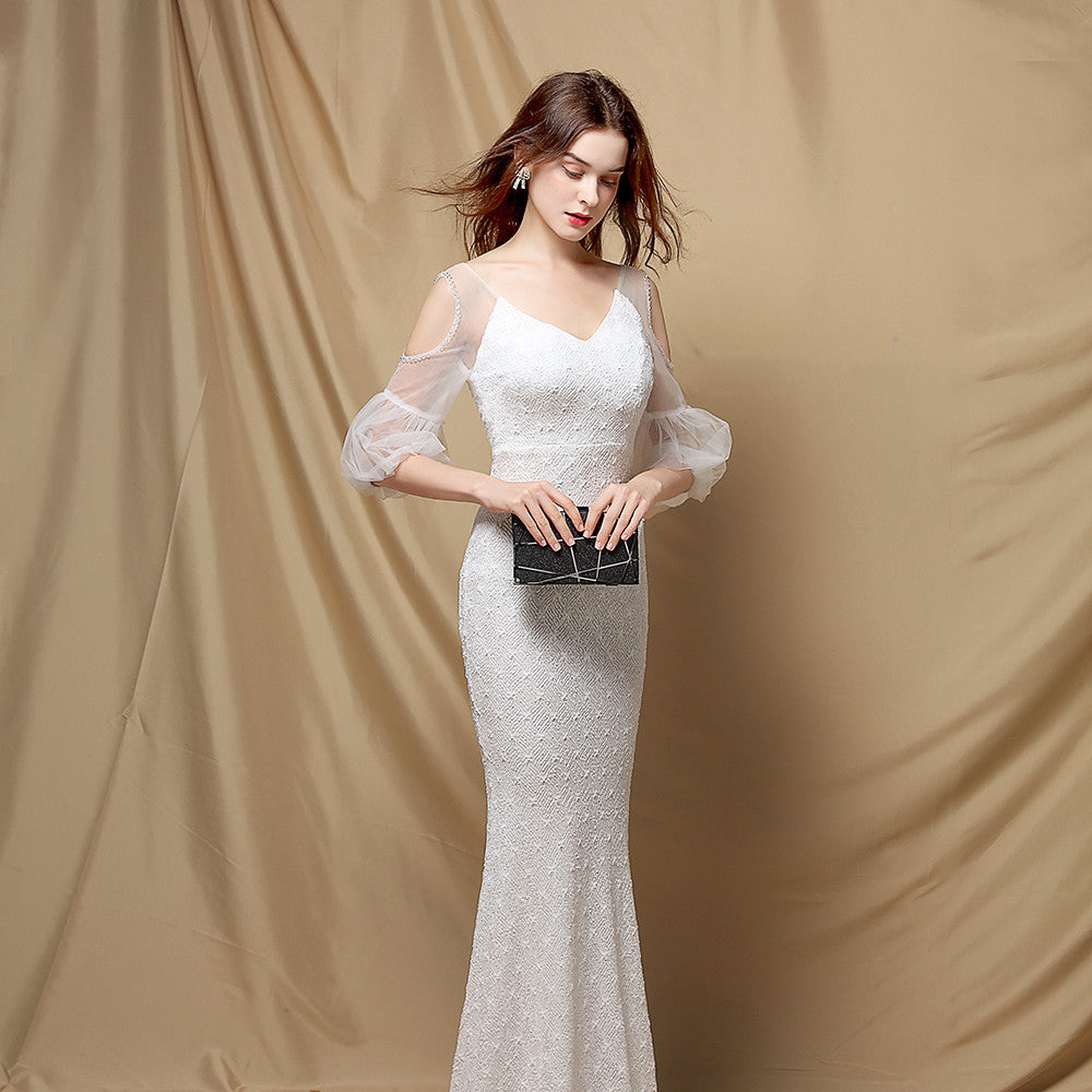 Quinn Sequin Scroll Charming Puff Sleeve Dress