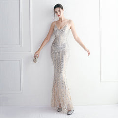 Taisia Formal Stylish Sequin Scroll Dress