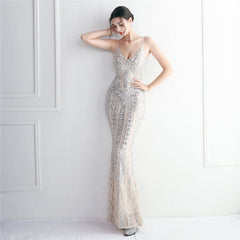 Taisia Formal Stylish Sequin Scroll Dress