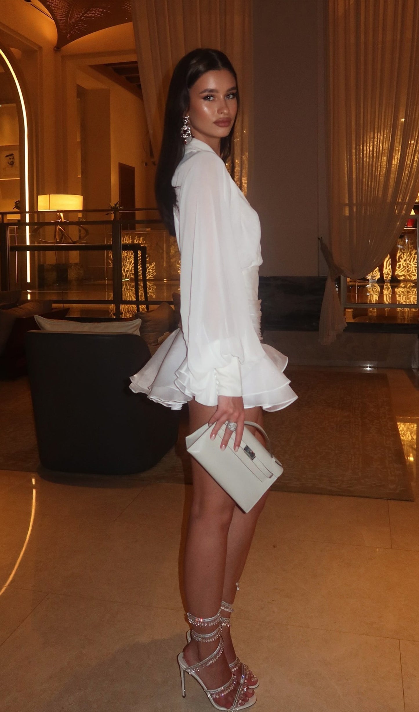 Lantern Sleeve Short Dress