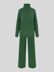 Morwen - Oversized Turtle-Neck Knitted Two-Piece Set