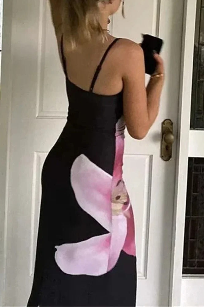 Floral Spaghetti Strap Sleeveless Maxi Dress