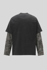 Washed Typography Camo Layered Long Sleeve T-Shirt