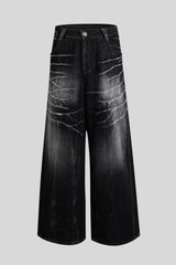Lightning Wash Wide Leg Jeans