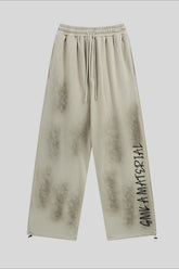 Washed Typography Wide Leg Fleece Sweatpants