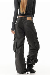 Studded Pocket Wide Leg Cargo Pants