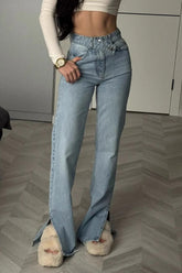 Retro Asymmetric Waist Slimming Jeans