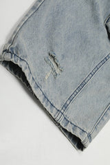 Washed Buckle Cargo Wide Leg Jeans
