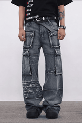 Utility Multi Pocket Wide Leg Jeans