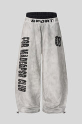 Washed Double Waist Baggy Sweatpants