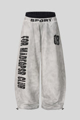 Washed Double Waist Baggy Sweatpants