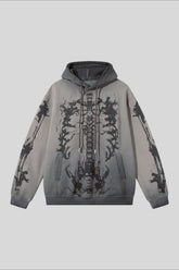 Skeleton Graphic Washed Pullover Hoodie