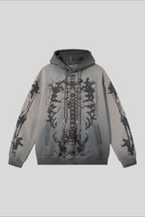 Skeleton Graphic Washed Pullover Hoodie