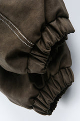 Sherpa Collar Washed Utility Zip Coat