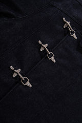Washed Denim Toggle Closure Workwear Jacket