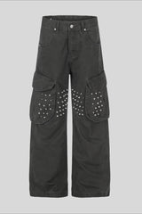 Studded Pocket Wide Leg Cargo Pants