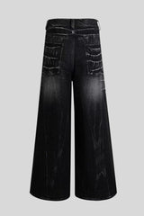 Lightning Wash Wide Leg Jeans