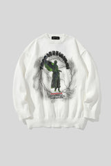 Statue Illustration Relaxed Crew Neck Sweater
