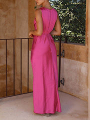 Deep V Stylish Sleeveless Backless Dress