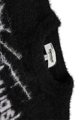Fuzzy Typography Relaxed Crew Neck Sweater