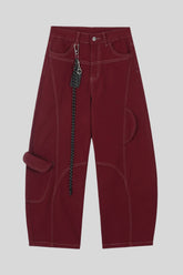 Contrast Stitch Wide Leg Cargo Pants