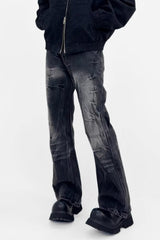 Crackle Wash Micro Flare Jeans