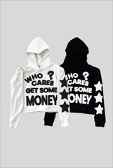 Chasing Money Cropped Graphic Hoodie