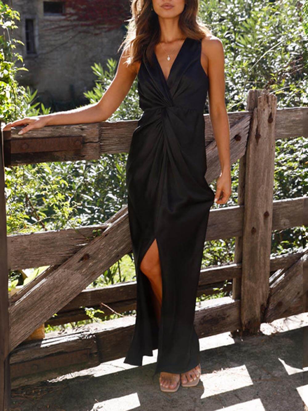 Deep V Stylish Sleeveless Backless Dress
