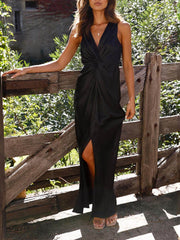 Fashion Deep V Sleeveless Backless Dress