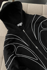 Abstract Piping Double Zip Hoodie