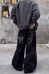 Lightning Wash Wide Leg Jeans