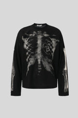 Skeleton Graphic Waffle Oversized Long Sleeve Tee