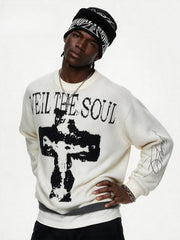 Cross Typography Jacquard Relaxed Sweater