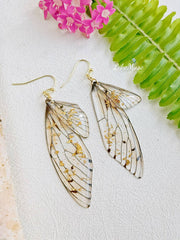Butterfly Wing Handmade Crystal Gold Foil Earring
