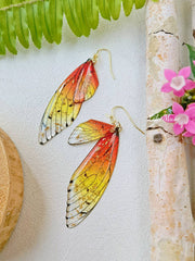 Butterfly Wing Handmade Crystal Gold Foil Earring