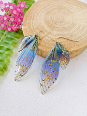 Butterfly Wing Handmade Crystal Gold Foil Earring