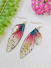 Butterfly Wing Handmade Crystal Gold Foil Earring
