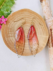 Butterfly Wing Handmade Crystal Gold Foil Earring