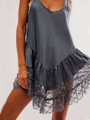 Sleeveless Lace Stylish Panel Mini Dress