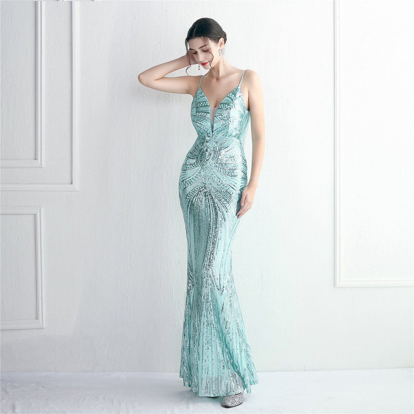 Edlyn Sequin Laceup Charming Mermaid Formal Dress