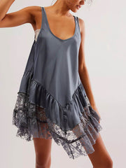 Sleeveless Lace Stylish Panel Mini Dress