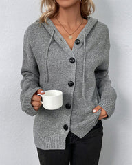 FERNANDA - SOLID HOODED JACKET WITH DRAWSTRINGS