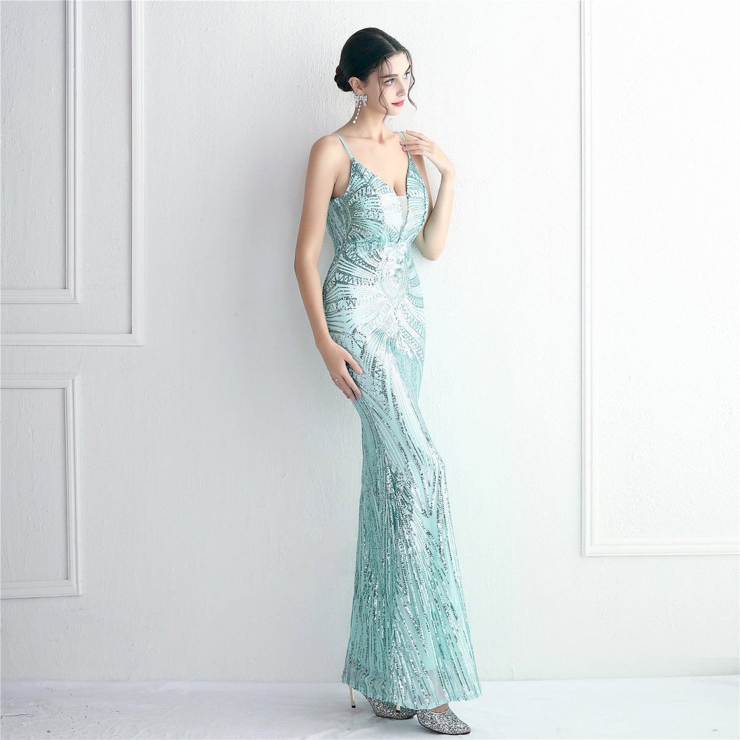 Edlyn Sequin Laceup Charming Mermaid Formal Dress