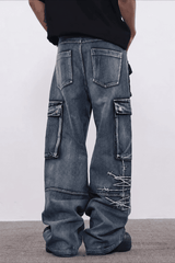 Utility Multi Pocket Wide Leg Jeans