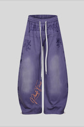 Washed Script Barrel Leg Sweatpants