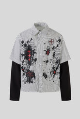 Layered Gothic Stripe Graphic Long Sleeve Shirt