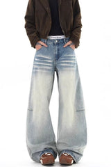 Striped Side Panel Wide Leg Jeans