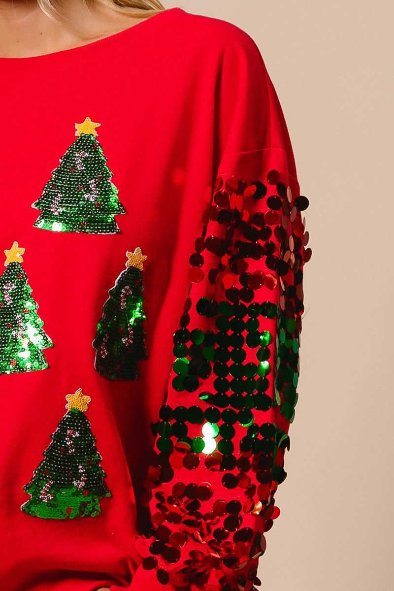Christmas Sequined Long Sleeve Loose Sweater